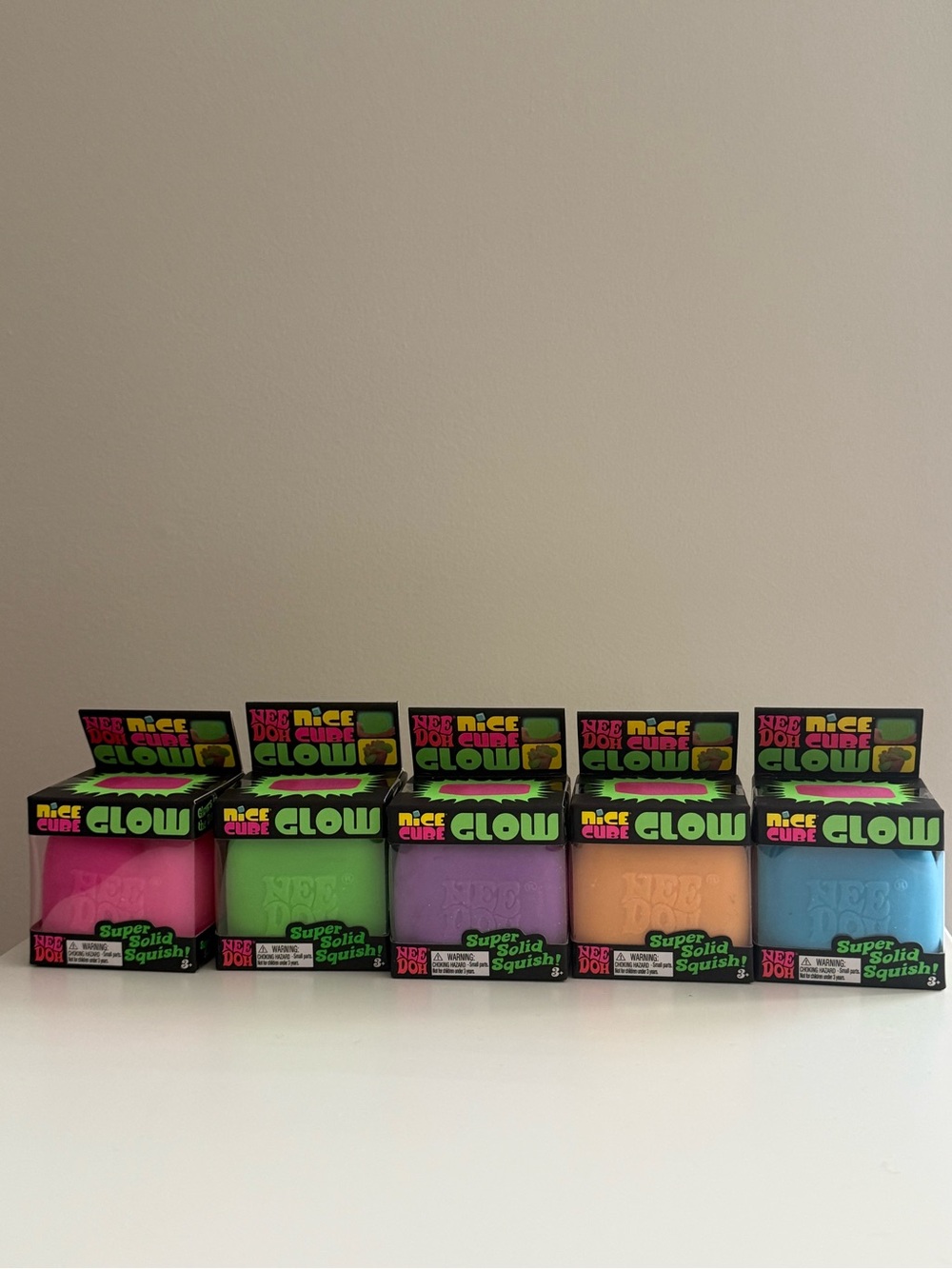 NWT Needoh Nice Cube Glow In The Dark LOT OF 5 Nee Doh AUTHENTIC